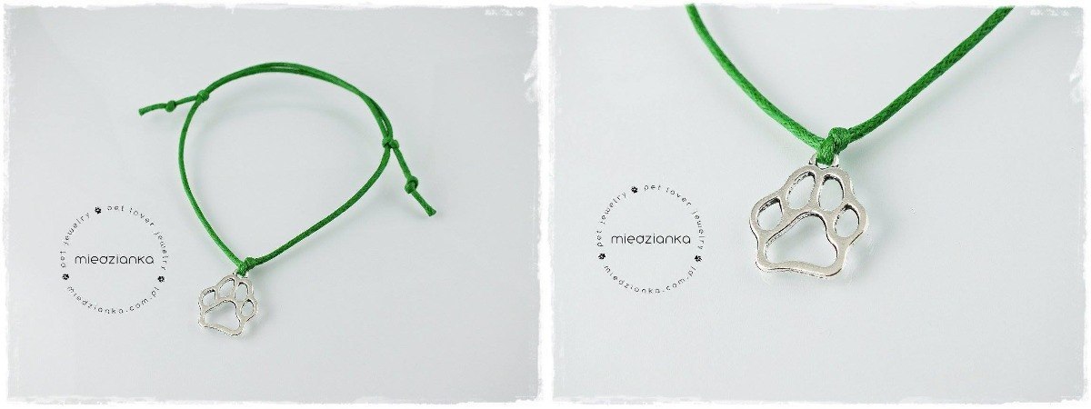 Bransoletka Paw Print Charm sznurek 1,5 mm