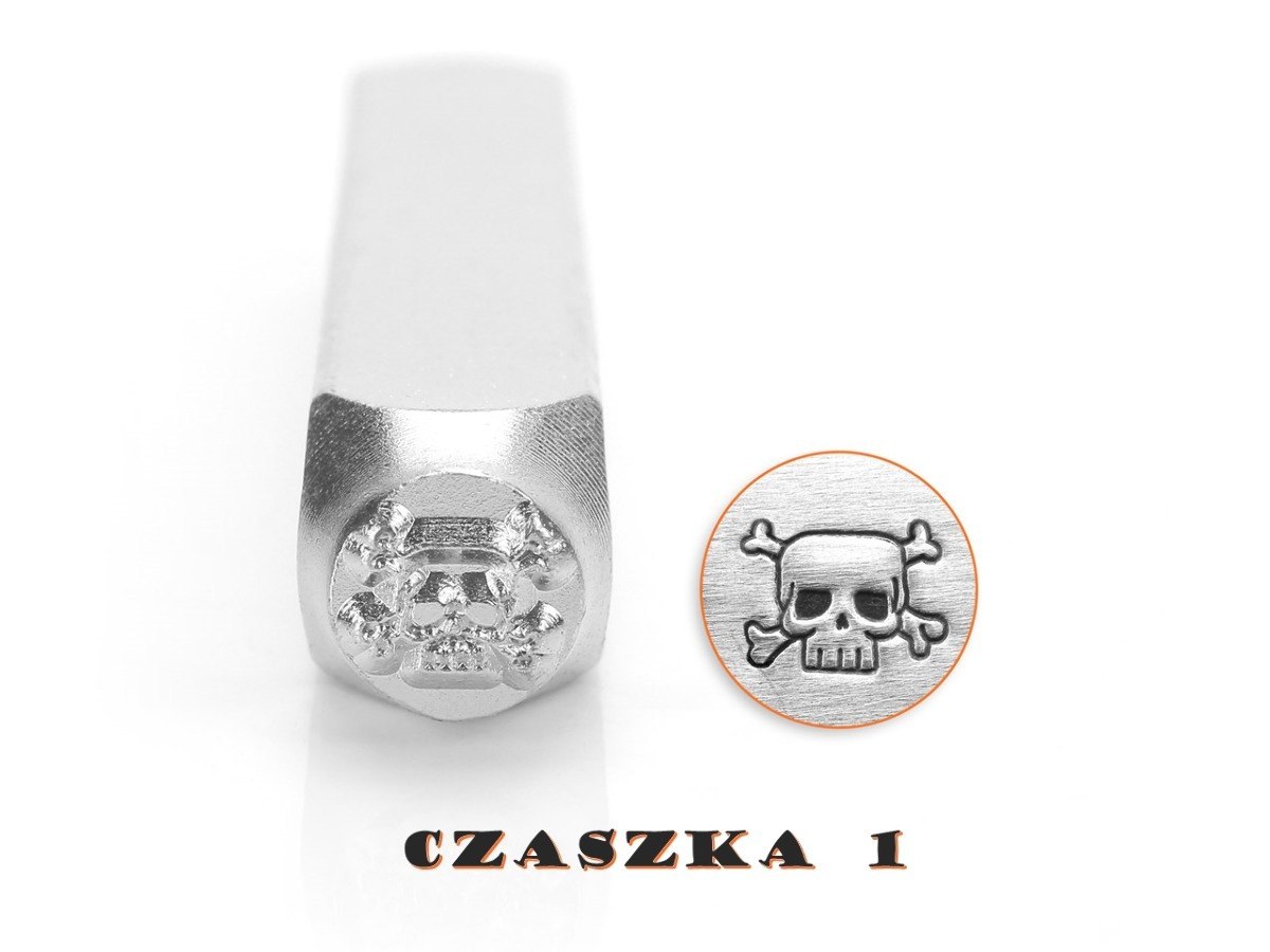 Ø25mm Adresówka czacha Skull - 1 numer - alpaka