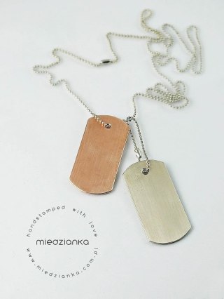 Zestaw nieśmiertelników damskich miedź i alpaka