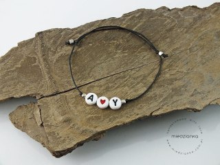Bransoletka Initial Heart Letters Cube Silver