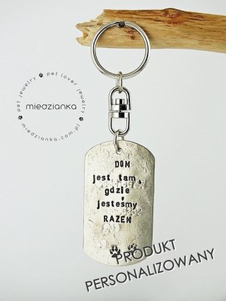 Brelok-nieśmiertelnik do kluczy z Twoim tekstem