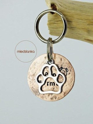 Ø25 mm Dwustronna Copper Dog's Paw Hidden Name