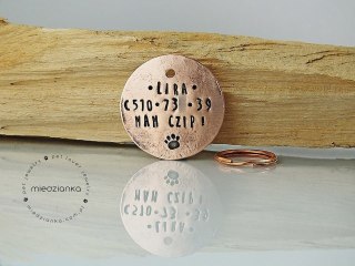 Ø40mm Adresówka miedziana dla psa 3 linijki