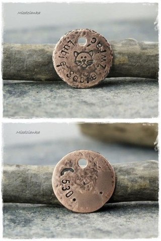 Ø18mm Dwustronna adresówka miedziana dla kota