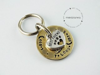 Ø25mm Adresówka Brass Glamour dla psa - 2 numery