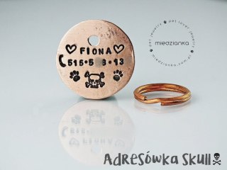 Ø25mm Adresówka miedziana - czacha Skull