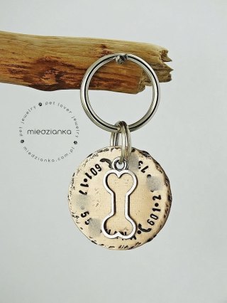 Ø32mm Adresówka Bronze Dog Bone - 2 numery