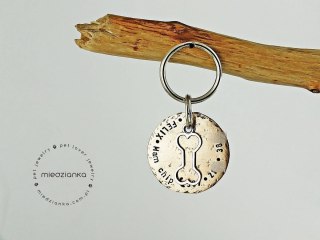 Ø32mm Adresówka Bronze Dog Bone Mam czip BRĄZ