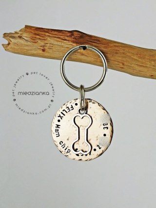 Ø32mm Adresówka Bronze Dog Bone Mam czip BRĄZ