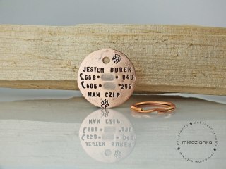 Ø32mm Adresówka Jestem Burek [miedź]