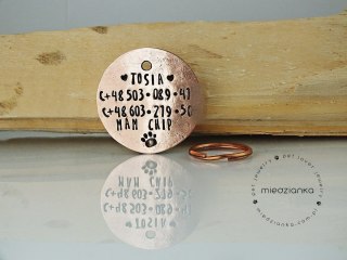 Ø40mm Adresówka miedziana dla psa 4 linijki