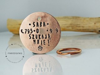 Ø40mm Adresówka miedziana dla psa 4 linijki